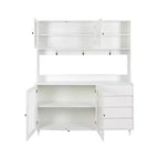 GDFStudio Gideon, Dispensa da Cucina Moderna 63 con 4 Ante in Vetro, 4 Cassetti e Ripiano per Microonde