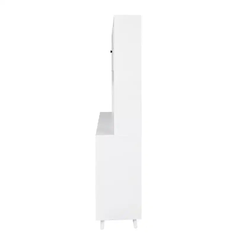GDFStudio Gideon, Dispensa da Cucina Moderna 63 con 4 Ante in Vetro, 4 Cassetti e Ripiano per Microonde