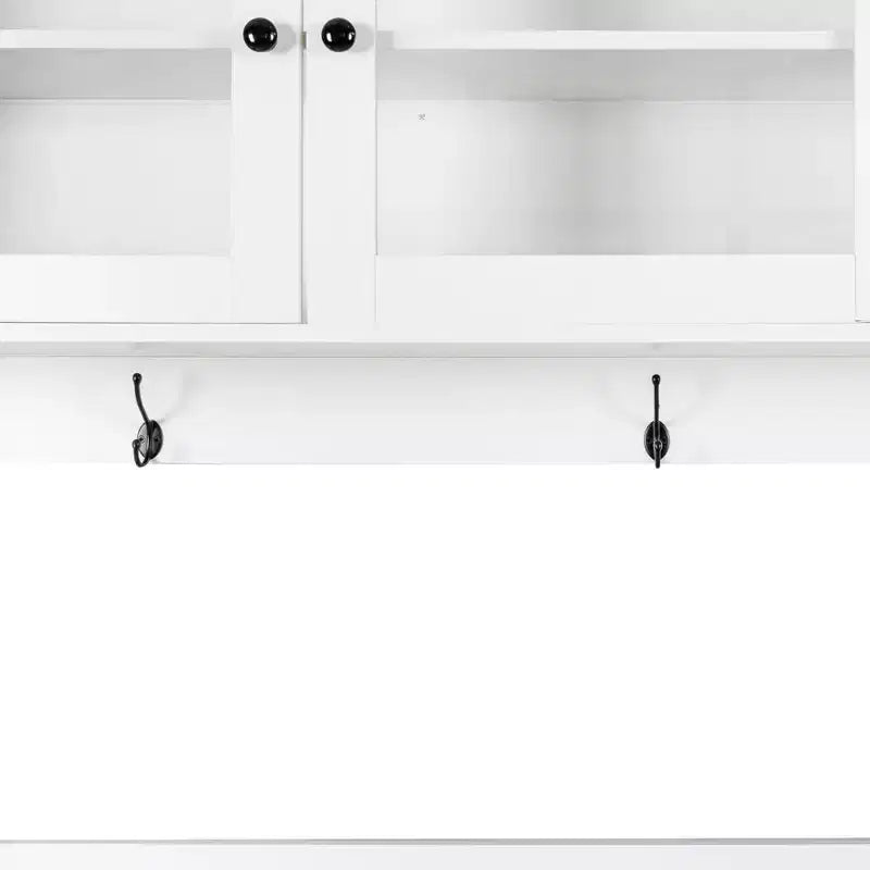 GDFStudio Gideon, Dispensa da Cucina Moderna 63 con 4 Ante in Vetro, 4 Cassetti e Ripiano per Microonde