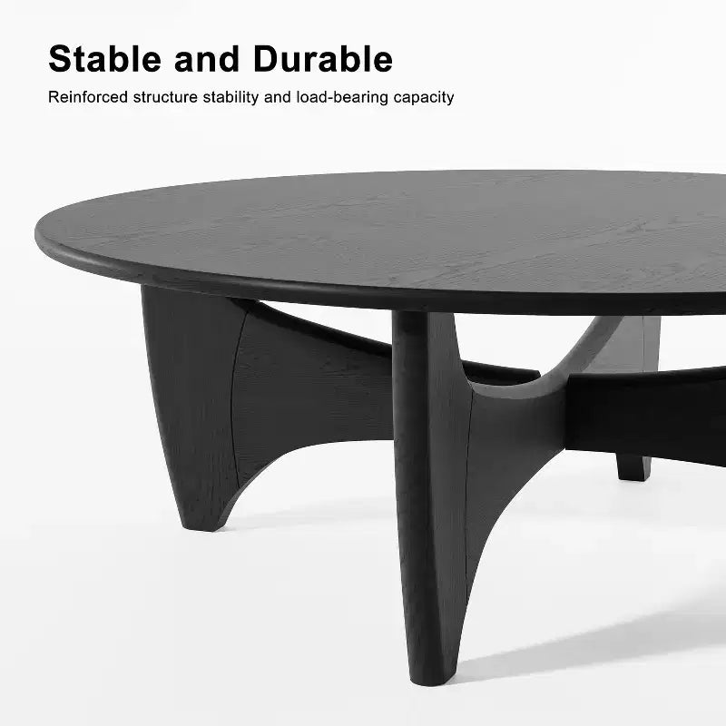PexFix Tavolino Moderno Rotondo da 38 Pollici, in Legno Massello Stile Rustico con Robuste Gambe a Croce per Casa Ufficio Soggiorno Nero