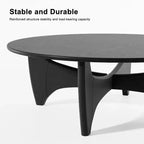 PexFix Tavolino Moderno Rotondo da 38 Pollici, in Legno Massello Stile Rustico con Robuste Gambe a Croce per Casa Ufficio Soggiorno Nero