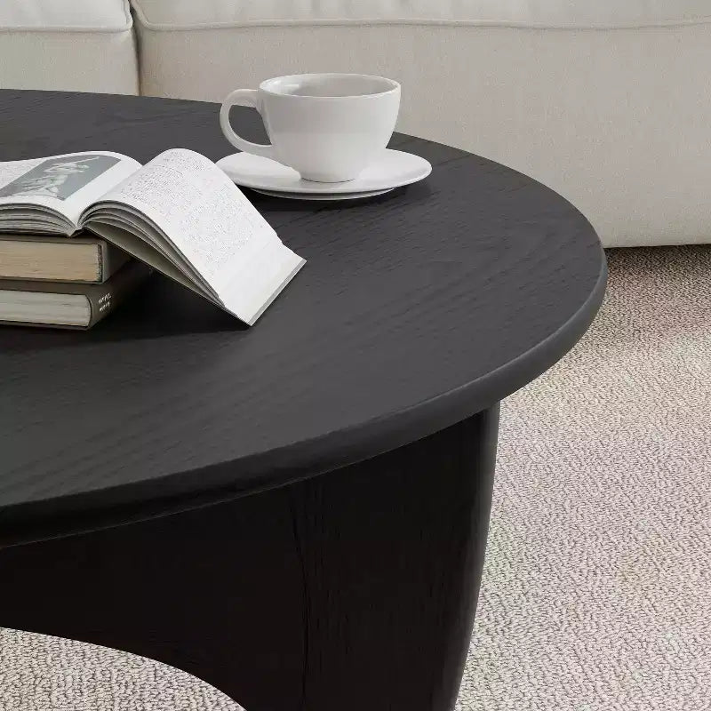 PexFix Tavolino Moderno Rotondo da 38 Pollici, in Legno Massello Stile Rustico con Robuste Gambe a Croce per Casa Ufficio Soggiorno Nero