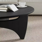 PexFix Tavolino Moderno Rotondo da 38 Pollici, in Legno Massello Stile Rustico con Robuste Gambe a Croce per Casa Ufficio Soggiorno Nero
