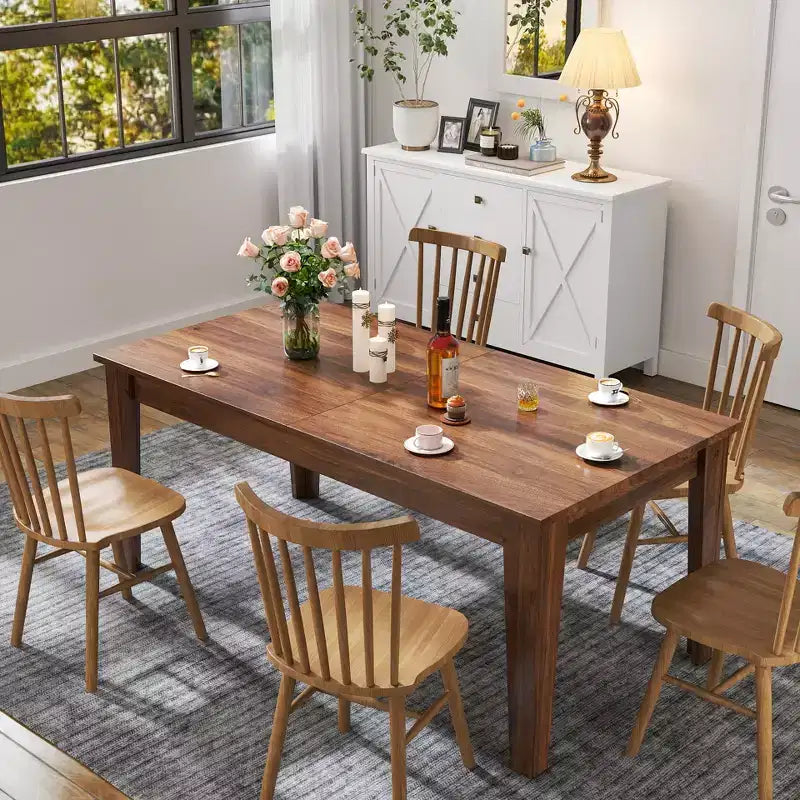 GDFStudio Daphne Rustic Extendable Rectangle Dining Table