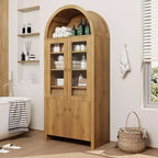 Armadio portaoggetti ad arco alto 71, dispensa da cucina ad arco stile coloniale, con ante in acrilico e ripiani regolabili, per cucina, sala da pranzo