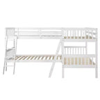 Letto a castello singolo su singolo per 4 bambini, Struttura letto a castello a L in legno massello per camera da letto