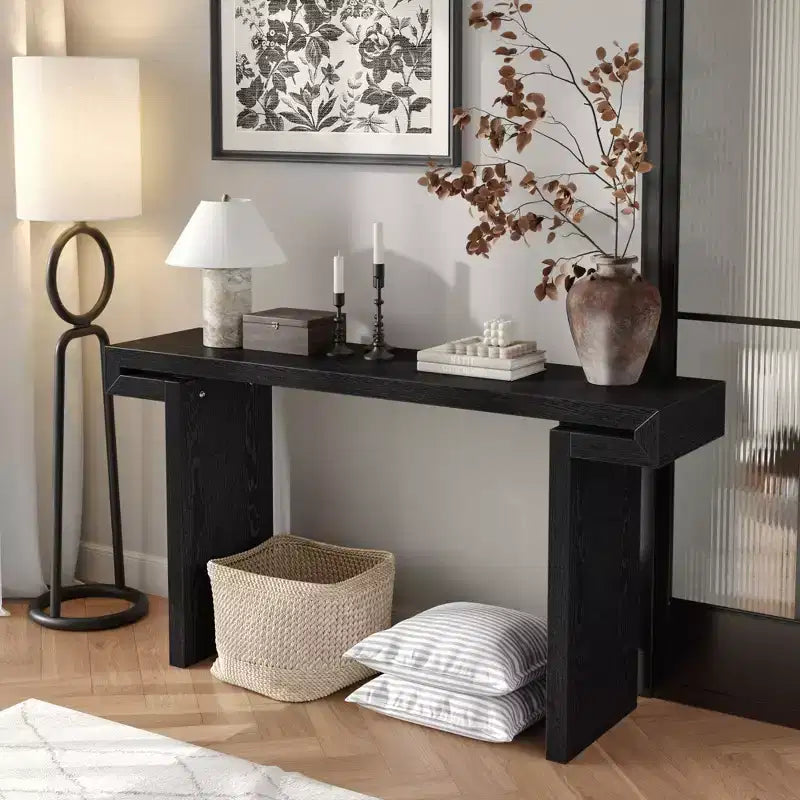 Okak 60IN Tavolo Consolle Lungo Rustico, Tavolo da Ingresso con Piano Spesso e Lungo, Tavolo d'Appoggio Rustico per Soggiorno, Corridoio