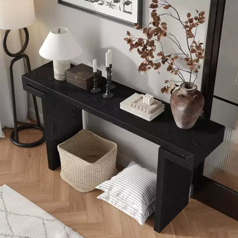 Okak 60IN Tavolo Consolle Lungo Rustico, Tavolo da Ingresso con Piano Spesso e Lungo, Tavolo d'Appoggio Rustico per Soggiorno, Corridoio