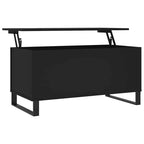 Tavolino da caffè con piano sollevabile e vano portaoggetti nascosto, in legno ingegnerizzato bianco e struttura in metallo