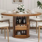 Tavolo da pranzo rotondo da 47 pollici per 4 persone, tavolo da cucina con ripiano portaoggetti a 2 livelli e cassetto, tavolo da pranzo circolare in stile rustico (solo tavolo)