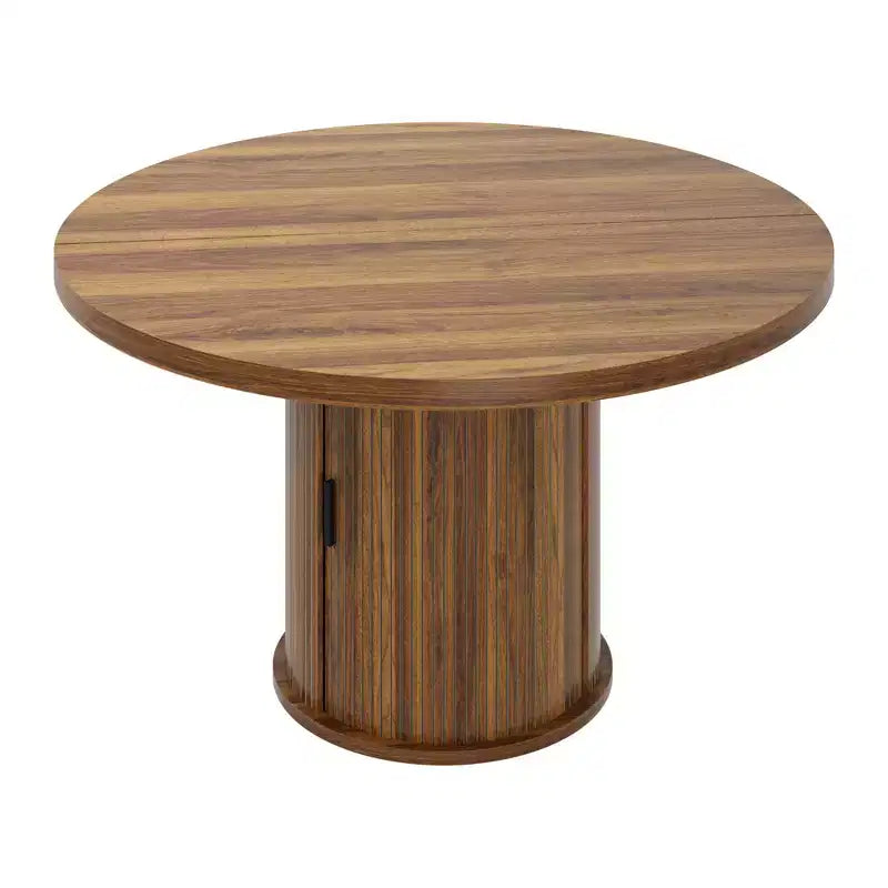 Tavolo da pranzo rotondo da 47 pollici per 4 persone, tavolo da cucina con ripiano portaoggetti a 2 livelli e cassetto, tavolo da pranzo circolare in stile rustico (solo tavolo)