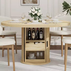 Tavolo da pranzo rotondo da 47 pollici per 4 persone, tavolo da cucina con ripiano portaoggetti a 2 livelli e cassetto, tavolo da pranzo circolare in stile rustico (solo tavolo)