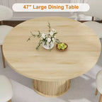 Tavolo da pranzo rotondo da 47 pollici per 4 persone, tavolo da cucina con ripiano portaoggetti a 2 livelli e cassetto, tavolo da pranzo circolare in stile rustico (solo tavolo)