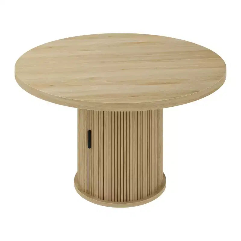 Tavolo da pranzo rotondo da 47 pollici per 4 persone, tavolo da cucina con ripiano portaoggetti a 2 livelli e cassetto, tavolo da pranzo circolare in stile rustico (solo tavolo)