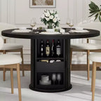 Tavolo da pranzo rotondo da 47 pollici per 4 persone, tavolo da cucina con ripiano portaoggetti a 2 livelli e cassetto, tavolo da pranzo circolare in stile rustico (solo tavolo)