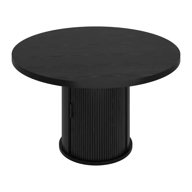 Tavolo da pranzo rotondo da 47 pollici per 4 persone, tavolo da cucina con ripiano portaoggetti a 2 livelli e cassetto, tavolo da pranzo circolare in stile rustico (solo tavolo)