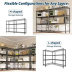 60 Scaffale in filo metallico resistente a 5 ripiani, regolabile a forma di L con piedini di livellamento, capacità di 1325 libbre per garage, dispensa e cucina