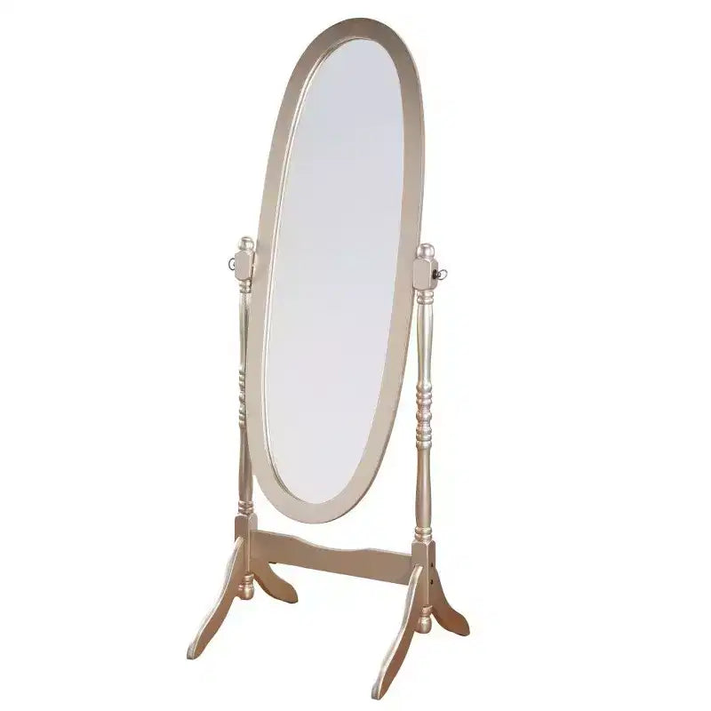 Specchio ovale a figura intera con cornice in legno, da appoggio o da parete, 150 x 57 cm