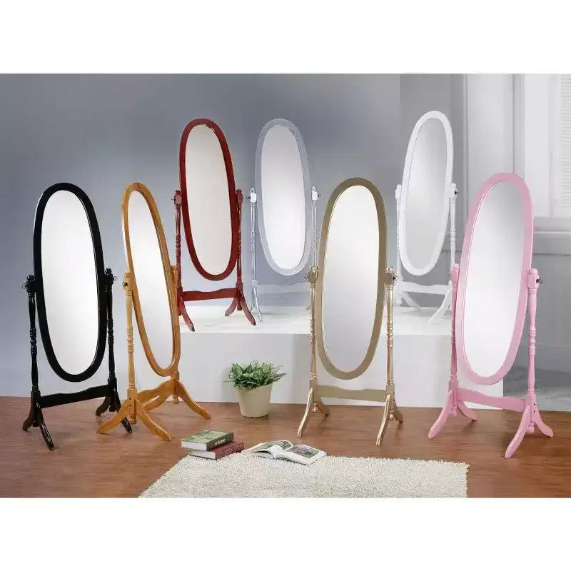 Specchio ovale a figura intera con cornice in legno, da appoggio o da parete, 150 x 57 cm
