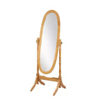 Specchio ovale a figura intera con cornice in legno, da appoggio o da parete, 150 x 57 cm