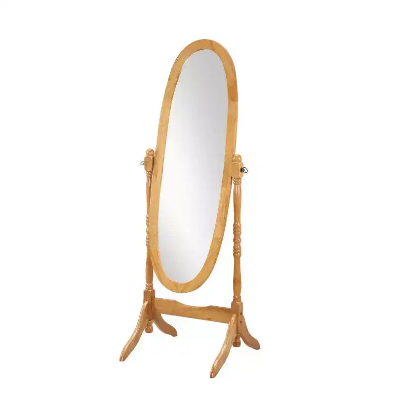 Specchio ovale a figura intera con cornice in legno, da appoggio o da parete, 150 x 57 cm