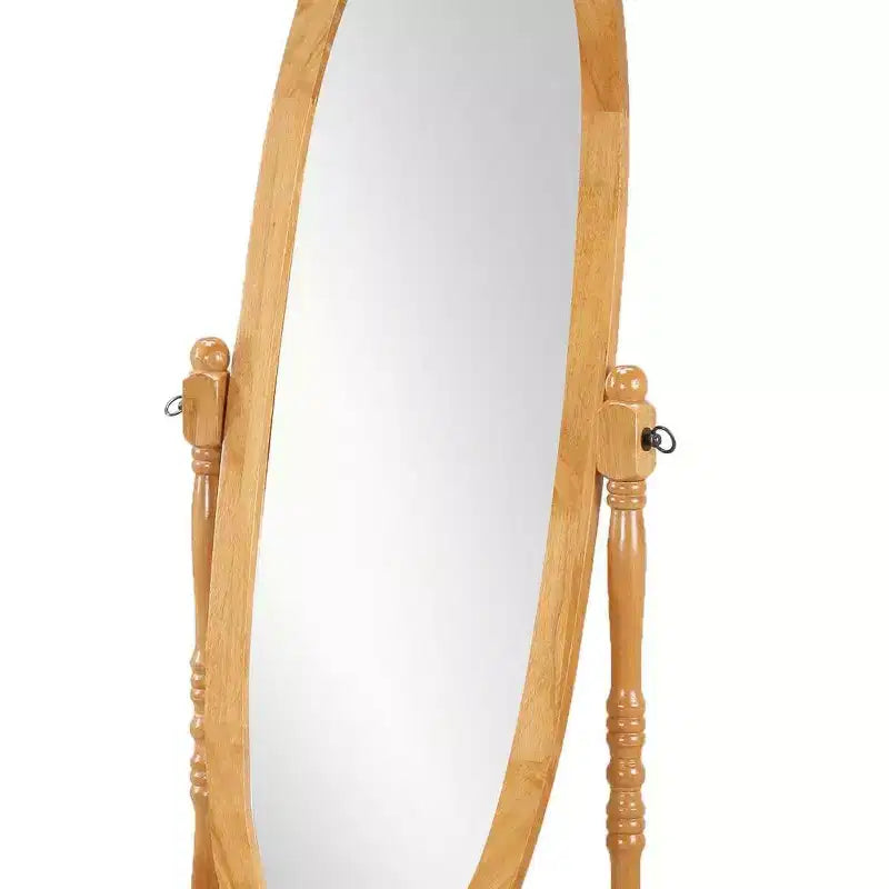 Specchio ovale a figura intera con cornice in legno, da appoggio o da parete, 150 x 57 cm