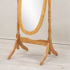 Specchio ovale a figura intera con cornice in legno, da appoggio o da parete, 150 x 57 cm