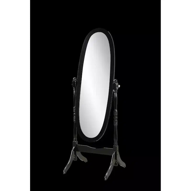Specchio ovale a figura intera con cornice in legno, da appoggio o da parete, 150 x 57 cm