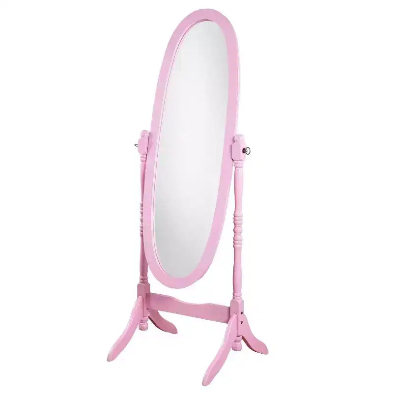 Specchio ovale a figura intera con cornice in legno, da appoggio o da parete, 150 x 57 cm