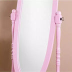 Specchio ovale a figura intera con cornice in legno, da appoggio o da parete, 150 x 57 cm