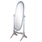 Specchio ovale a figura intera con cornice in legno, da appoggio o da parete, 150 x 57 cm