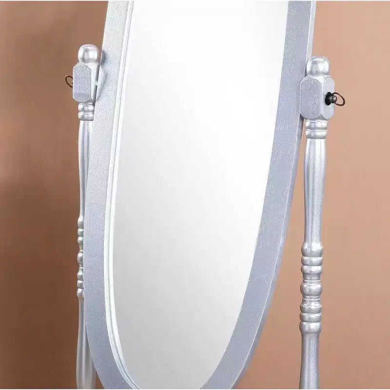 Specchio ovale a figura intera con cornice in legno, da appoggio o da parete, 150 x 57 cm