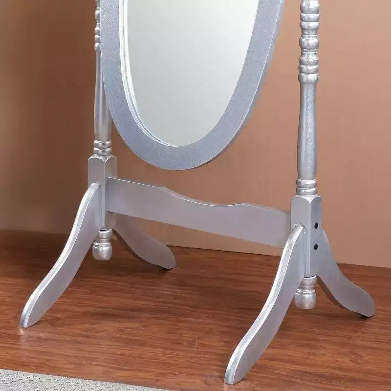 Specchio ovale a figura intera con cornice in legno, da appoggio o da parete, 150 x 57 cm