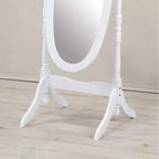 Specchio ovale a figura intera con cornice in legno, da appoggio o da parete, 150 x 57 cm