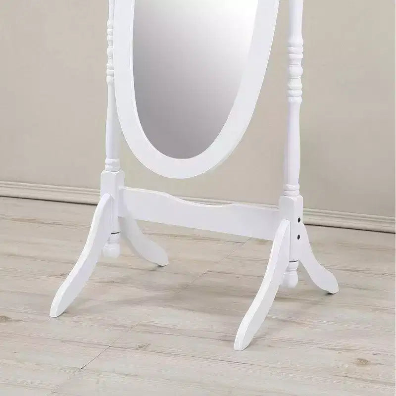 Specchio ovale a figura intera con cornice in legno, da appoggio o da parete, 150 x 57 cm