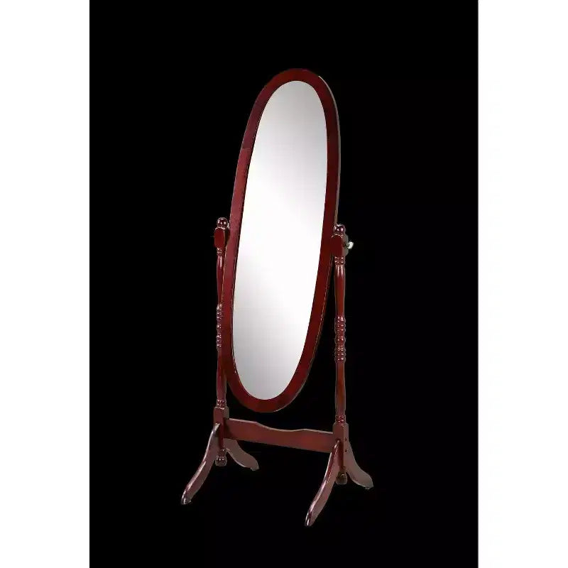 Specchio ovale a figura intera con cornice in legno, da appoggio o da parete, 150 x 57 cm