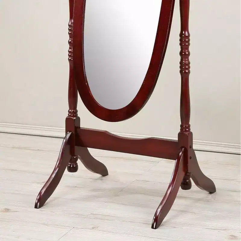 Specchio ovale a figura intera con cornice in legno, da appoggio o da parete, 150 x 57 cm