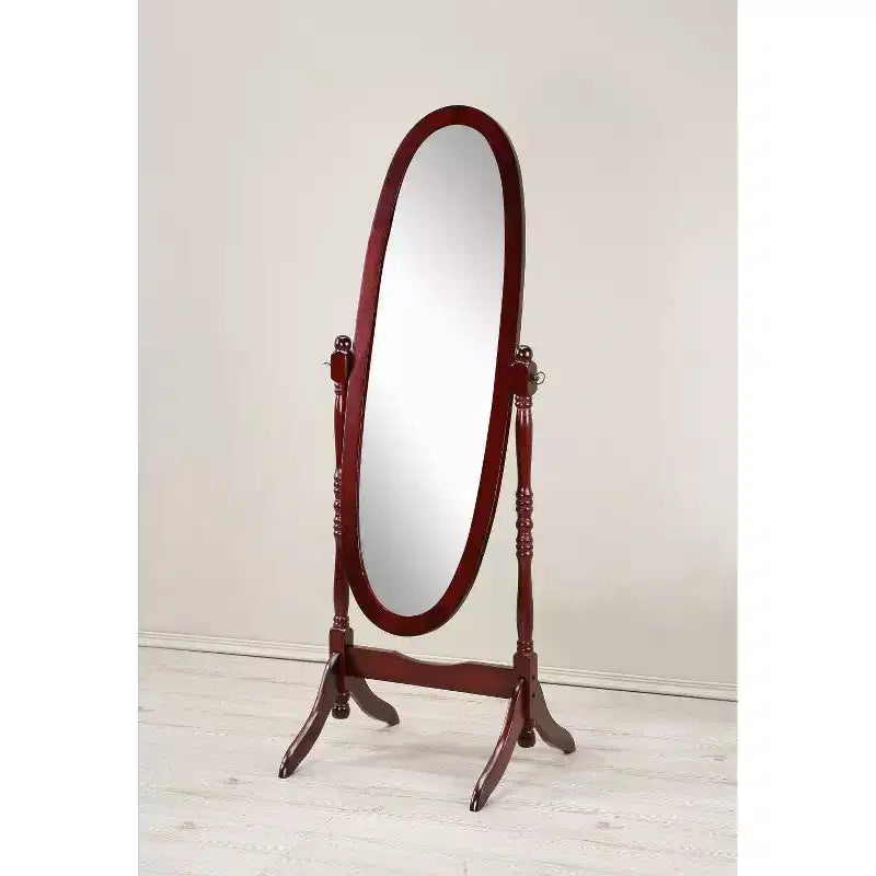 Specchio ovale a figura intera con cornice in legno, da appoggio o da parete, 150 x 57 cm