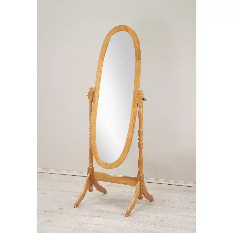 Specchio ovale a figura intera con cornice in legno, da appoggio o da parete, 150 x 57 cm