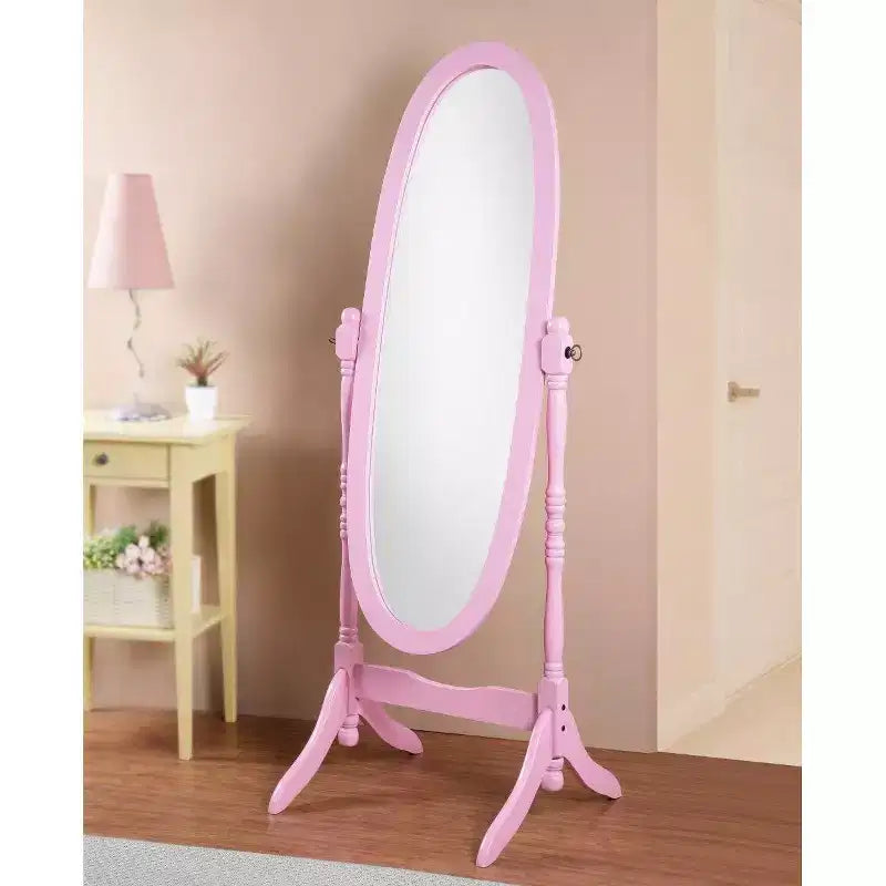 Specchio ovale a figura intera con cornice in legno, da appoggio o da parete, 150 x 57 cm