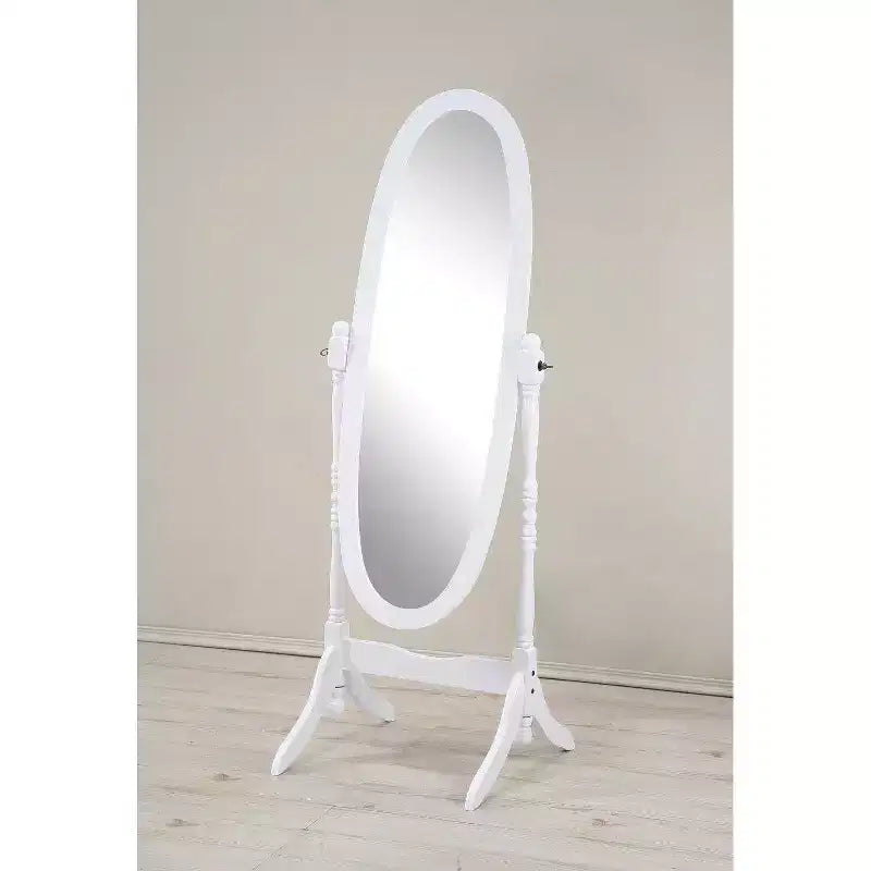 Specchio ovale a figura intera con cornice in legno, da appoggio o da parete, 150 x 57 cm