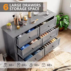 Cassettiera a 6 cassetti per camera da letto, set di 2 cassettiere in legno stile rustico per vestiti, organizer cassettiere con maniglie e cassetti profondi