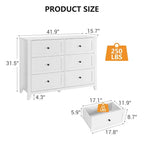 Cassettiera a 6 cassetti per camera da letto, set di 2 cassettiere in legno stile rustico per vestiti, organizer cassettiere con maniglie e cassetti profondi