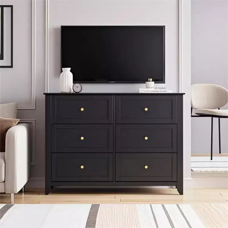Cassettiera a 6 cassetti per camera da letto, set di 2 cassettiere in legno stile rustico per vestiti, organizer cassettiere con maniglie e cassetti profondi
