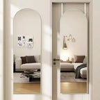 Specchio da porta a tutta lunghezza ad arco 14"x48", cornice in alluminio dorato, da appendere alla porta o da parete, vetro infrangibile HD