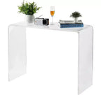 Acrylic Slim Console Table for Entryways C Clear 2-Tier Table with Square Legs, Perfect for Hallways, Foyers, Living Rooms, and Behind Sofas