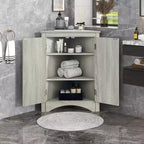 Mobiletto Angolare da Bagno a Triangolo da 80 cm con Ripiani Regolabili, Armadietto a Pavimento Indipendente per Cucina e Soggiorno