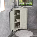 Mobiletto Angolare da Bagno a Triangolo da 80 cm con Ripiani Regolabili, Armadietto a Pavimento Indipendente per Cucina e Soggiorno