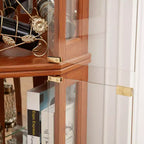 Angolo Vetro Cabinet Vetrine Angolari Illuminate Mobile Display ad Angolo per Soggiorno, Vetrinetta Curio, Collezione Antica, Vino, Contenitore in Vetro per Bar