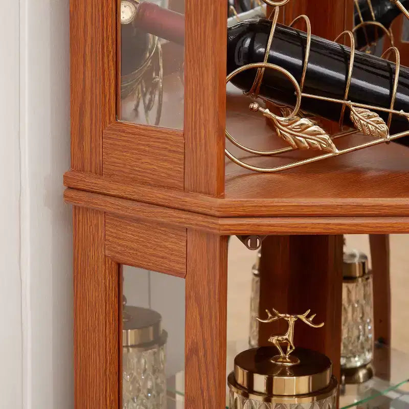 Angolo Vetro Cabinet Vetrine Angolari Illuminate Mobile Display ad Angolo per Soggiorno, Vetrinetta Curio, Collezione Antica, Vino, Contenitore in Vetro per Bar